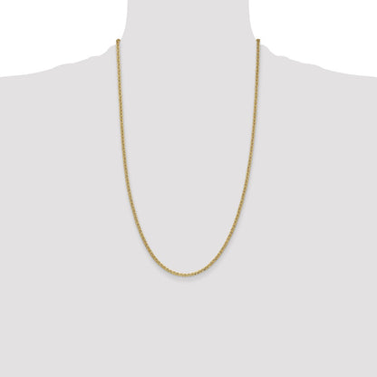 14K Yellow Gold 26 inch 2.4mm Semi-Solid Anchor with Spring Ring Clasp Chain Necklace