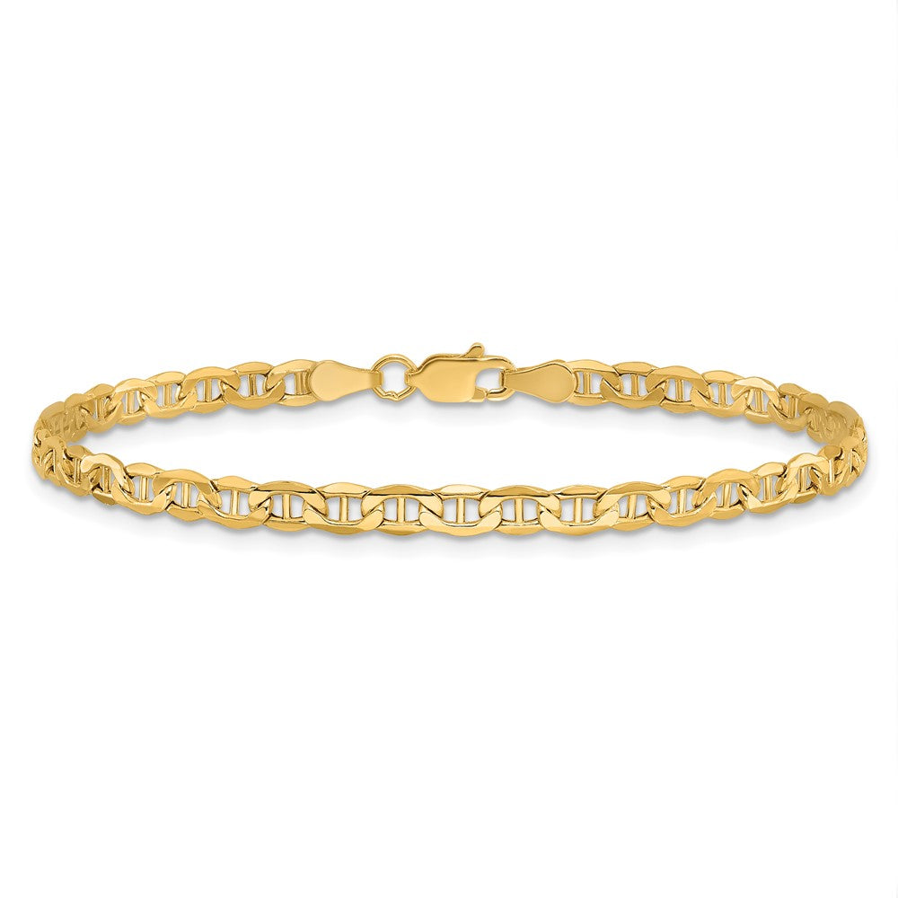 14K Yellow Gold 9 inch 3.2mm Semi-Solid Anchor with Lobster Clasp Anklet