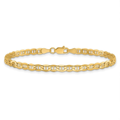 14K Yellow Gold 9 inch 3.2mm Semi-Solid Anchor with Lobster Clasp Anklet