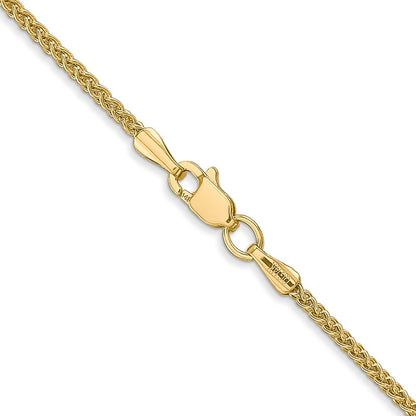 14K Yellow Gold 18 inch 1.55mm Semi-Solid Wheat with Lobster Clasp Chain Necklace