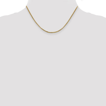 14K Yellow Gold 16 inch 1.75mm Semi-Solid Round Box with Lobster Clasp Chain Necklace