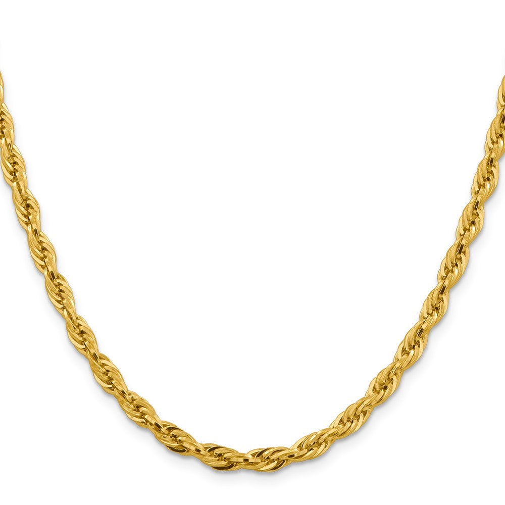 14K Yellow Gold 16 inch 4.75mm Semi Solid Rope with Lobster Clasp Chain Necklace