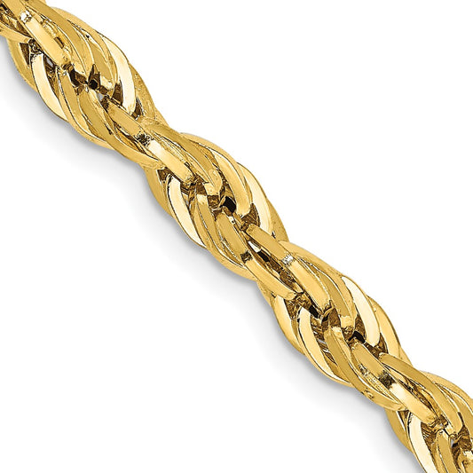 14K Yellow Gold 18 inch 4.75mm Semi Solid Rope with Lobster Clasp Chain Necklace