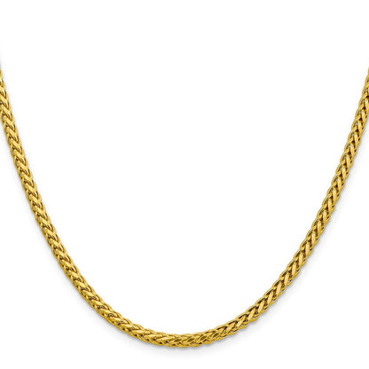 14K Yellow Gold 18 inch 3.1mm Semi-Solid Diamond-cut Wheat with Lobster Clasp Chain Necklace