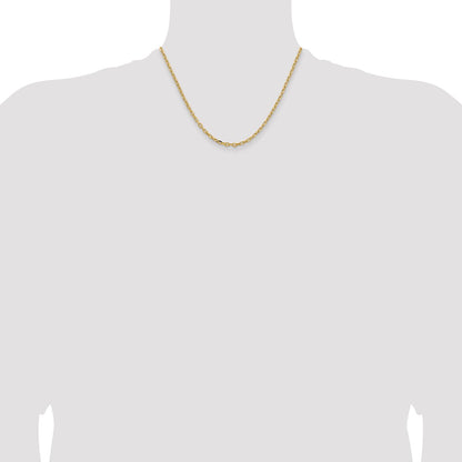 14K Yellow Gold Yellow Gold 18 inch 3mm Semi-Solid Diamond-cut Open Link Cable with Lobster Clasp Chain Necklace
