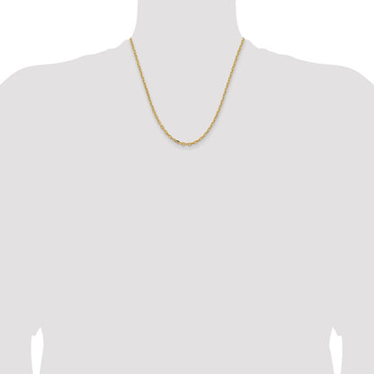 14K Yellow Gold Yellow Gold 20 inch 3mm Semi-Solid Diamond-cut Open Link Cable with Lobster Clasp Chain Necklace