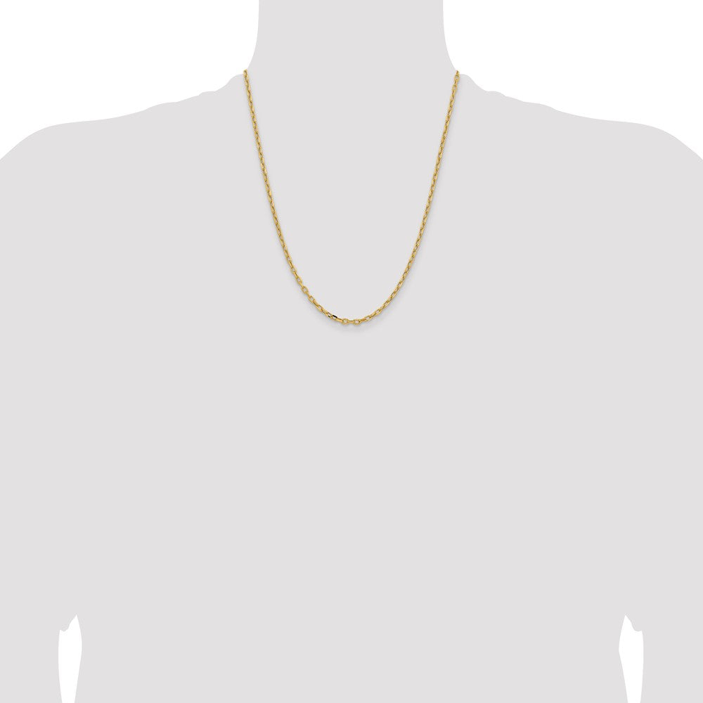 14K Yellow Gold Yellow Gold 22 inch 3mm Semi-Solid Diamond-cut Open Link Cable with Lobster Clasp Chain Necklace