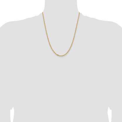 14K Yellow Gold Yellow Gold 22 inch 3mm Semi-Solid Diamond-cut Open Link Cable with Lobster Clasp Chain Necklace