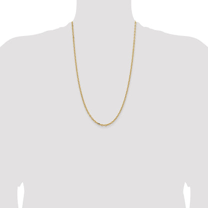 14K Yellow Gold Yellow Gold 26 inch 3mm Semi-Solid Diamond-cut Open Link Cable with Lobster Clasp Chain Necklace