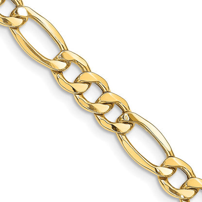 14K Yellow Gold 22 inch 8.5mm Semi-Solid Figaro with Lobster Clasp Chain Necklace