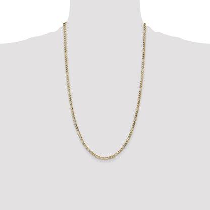 14K Yellow Gold 26 inch 3.5mm Semi-Solid Figaro with Lobster Clasp Chain Necklace