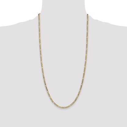 14K Yellow Gold 28 inch 3.5mm Semi-Solid Figaro with Lobster Clasp Chain Necklace