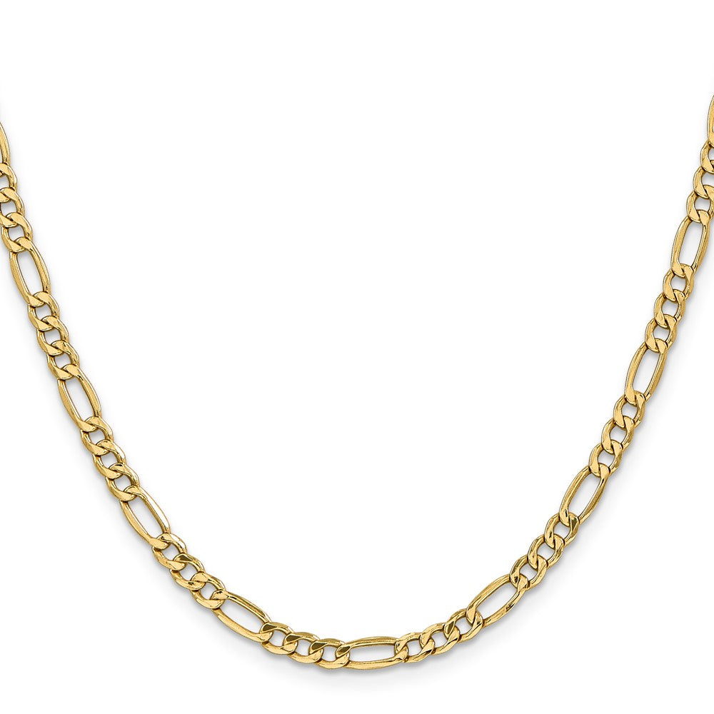 14K Yellow Gold 22 inch 4.2mm Semi-Solid Figaro with Lobster Clasp Chain Necklace