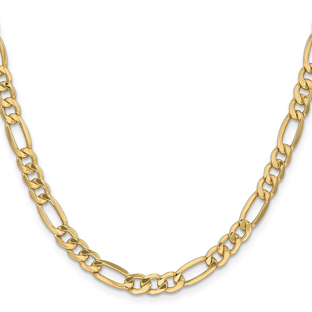 14K Yellow Gold 22 inch 6.25mm Semi-Solid Figaro with Lobster Clasp Chain Necklace