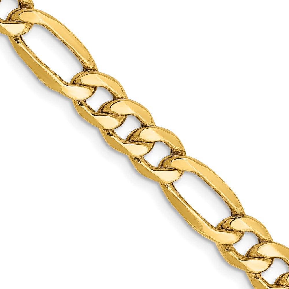 14K Yellow Gold 22 inch 6.25mm Semi-Solid Figaro with Lobster Clasp Chain Necklace