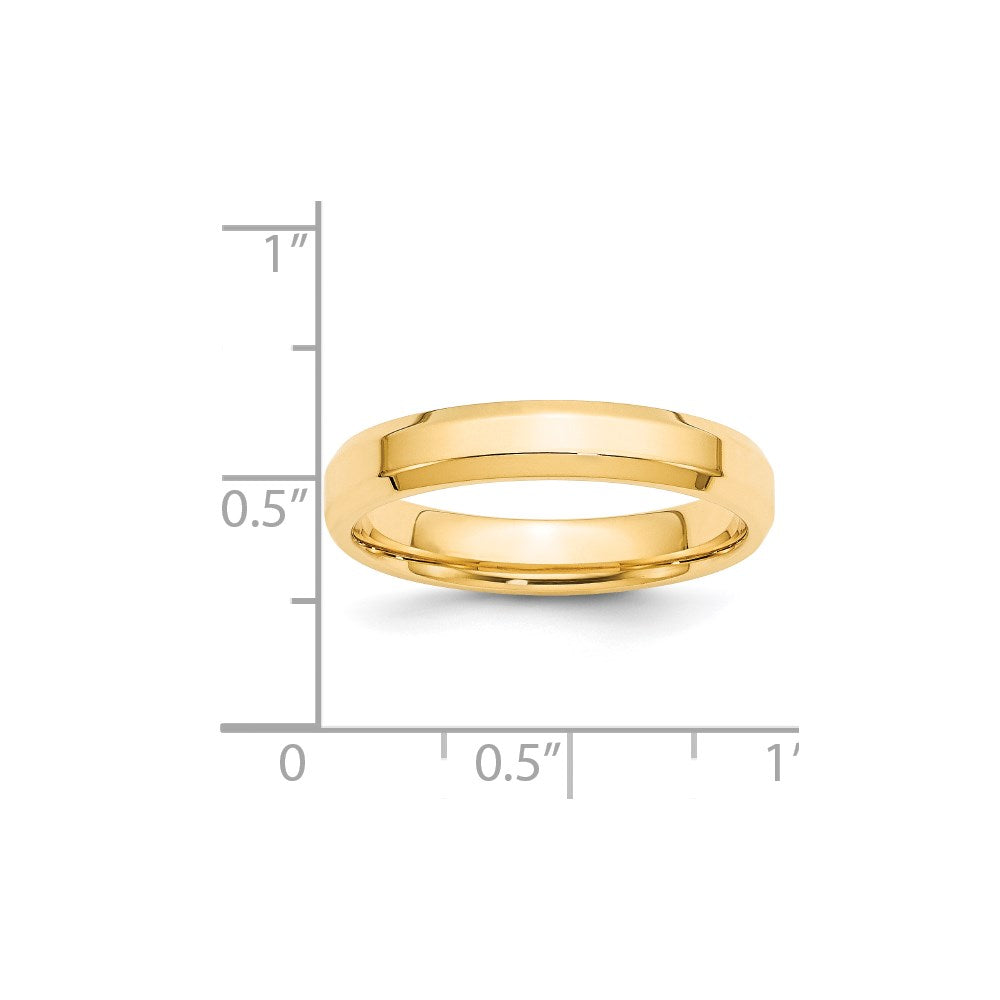 Solid 14K Yellow Gold 4mm Bevel Edge Comfort Fit Men's/Women's Wedding Band Ring Size 13.5