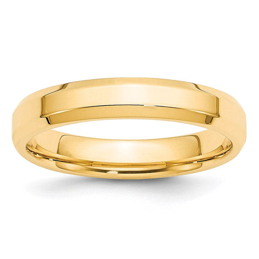 Solid 14K Yellow Gold 4mm Bevel Edge Comfort Fit Men's/Women's Wedding Band Ring Size 7