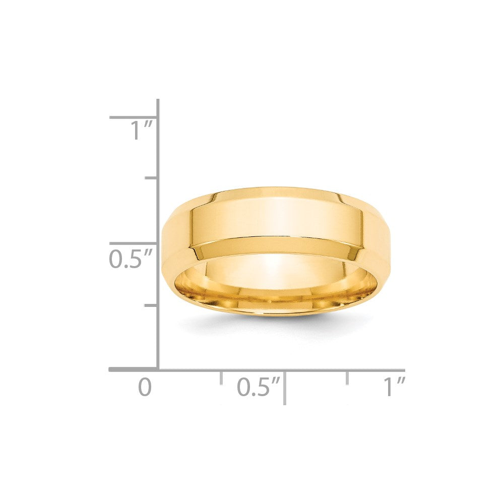 Solid 14K Yellow Gold 7mm Bevel Edge Comfort Fit Men's/Women's Wedding Band Ring Size 10