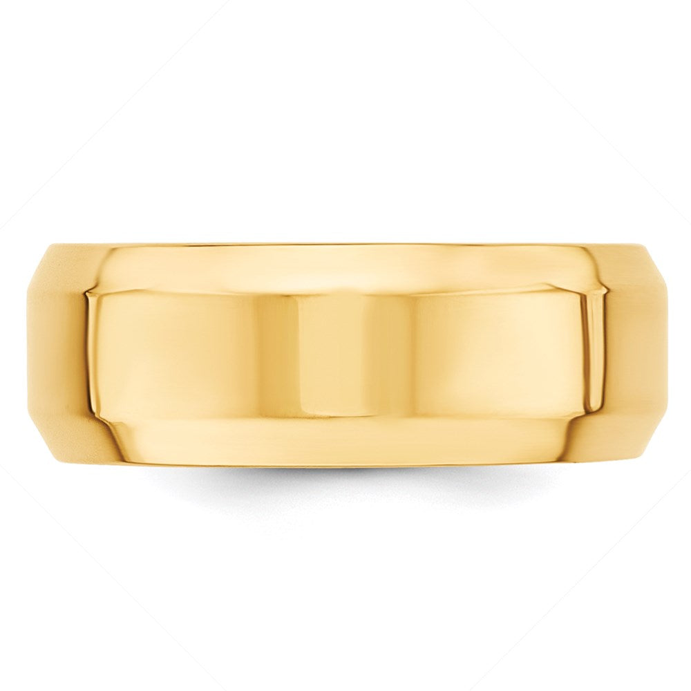 Solid 14K Yellow Gold 8mm Bevel Edge Comfort Fit Men's/Women's Wedding Band Ring Size 5