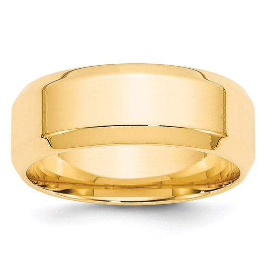 Solid 14K Yellow Gold 8mm Bevel Edge Comfort Fit Men's/Women's Wedding Band Ring Size 8.5