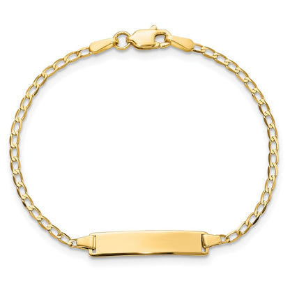 Solid 14K Yellow Gold Flat Curb Link ID Bracelet