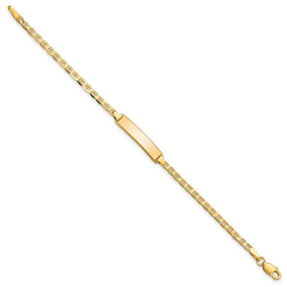 Solid 14K Yellow Gold Flat Anchor Link ID Bracelet