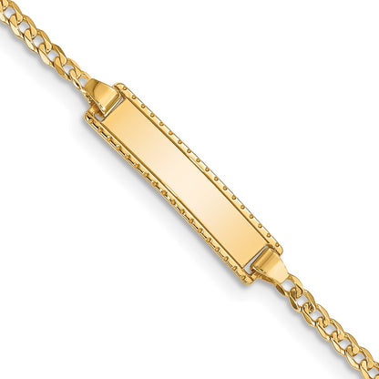 Solid 14K Yellow Gold 6in Engraveable Curb Link Baby/Child ID Bracelet