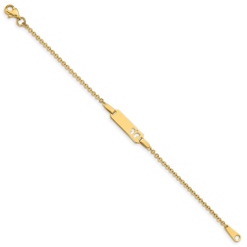 Solid 14K Yellow Gold Children's Butterfly ID Bracelet