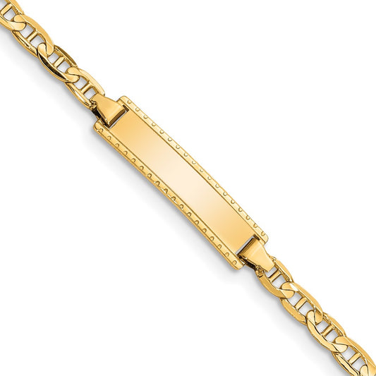 Solid 14K Yellow Gold Children's Anchor Link ID Bracelet