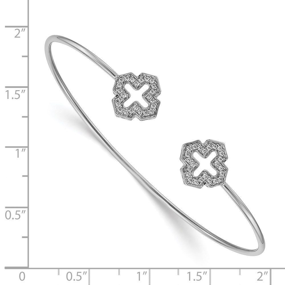 14k White Gold Natural Diamond Flexible Bangle