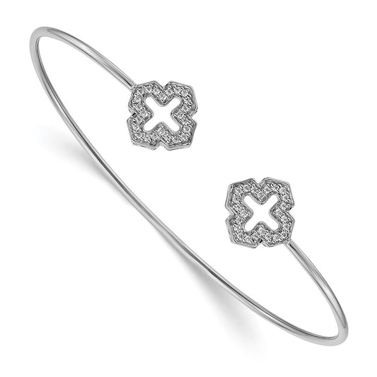 14k White Gold Natural Diamond Flexible Bangle