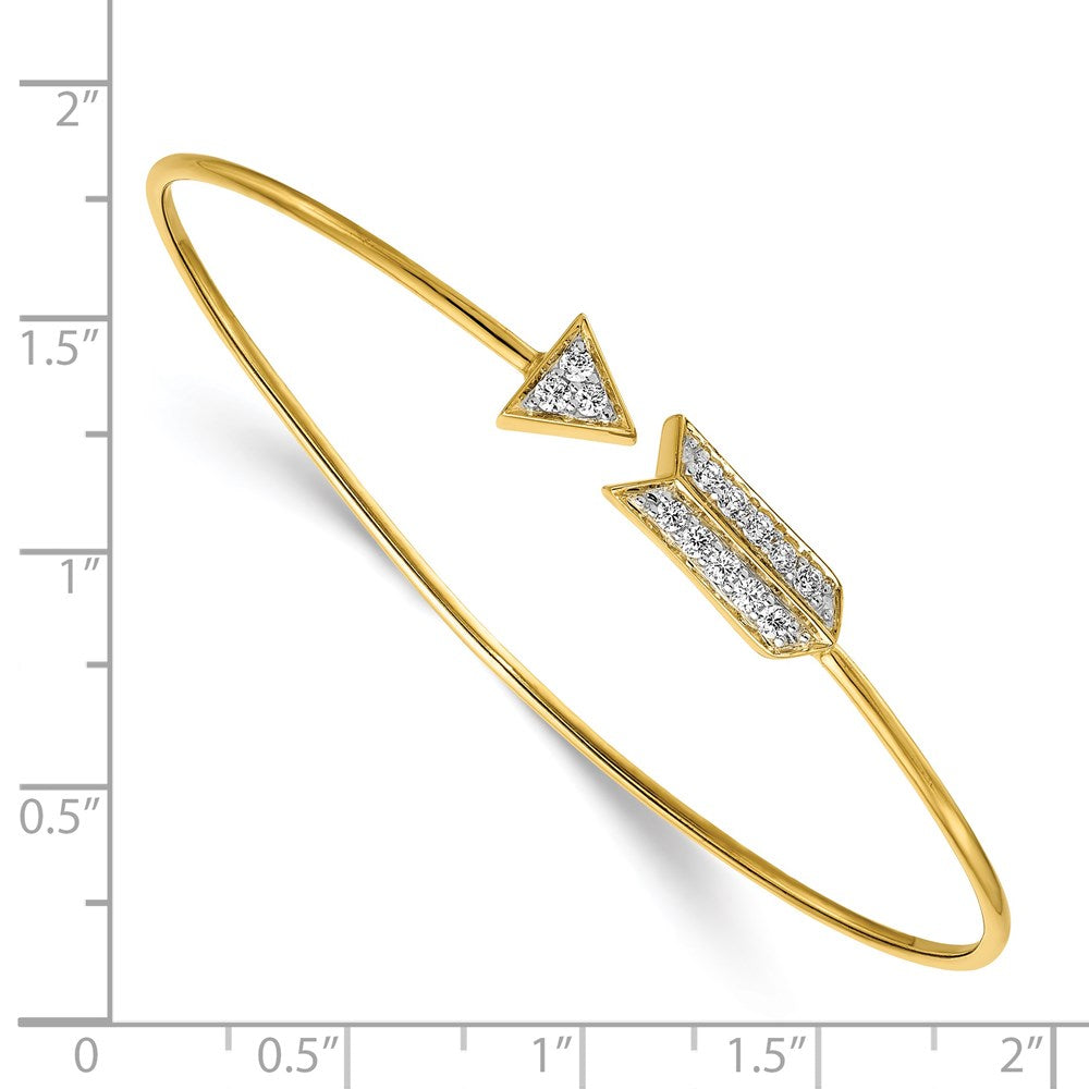 14k Yellow Gold Natural Diamond Arrow Flexible Bangle