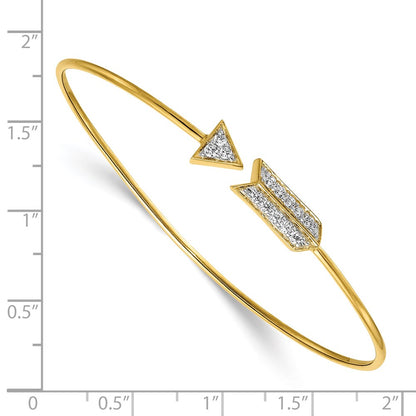 14k Yellow Gold Natural Diamond Arrow Flexible Bangle