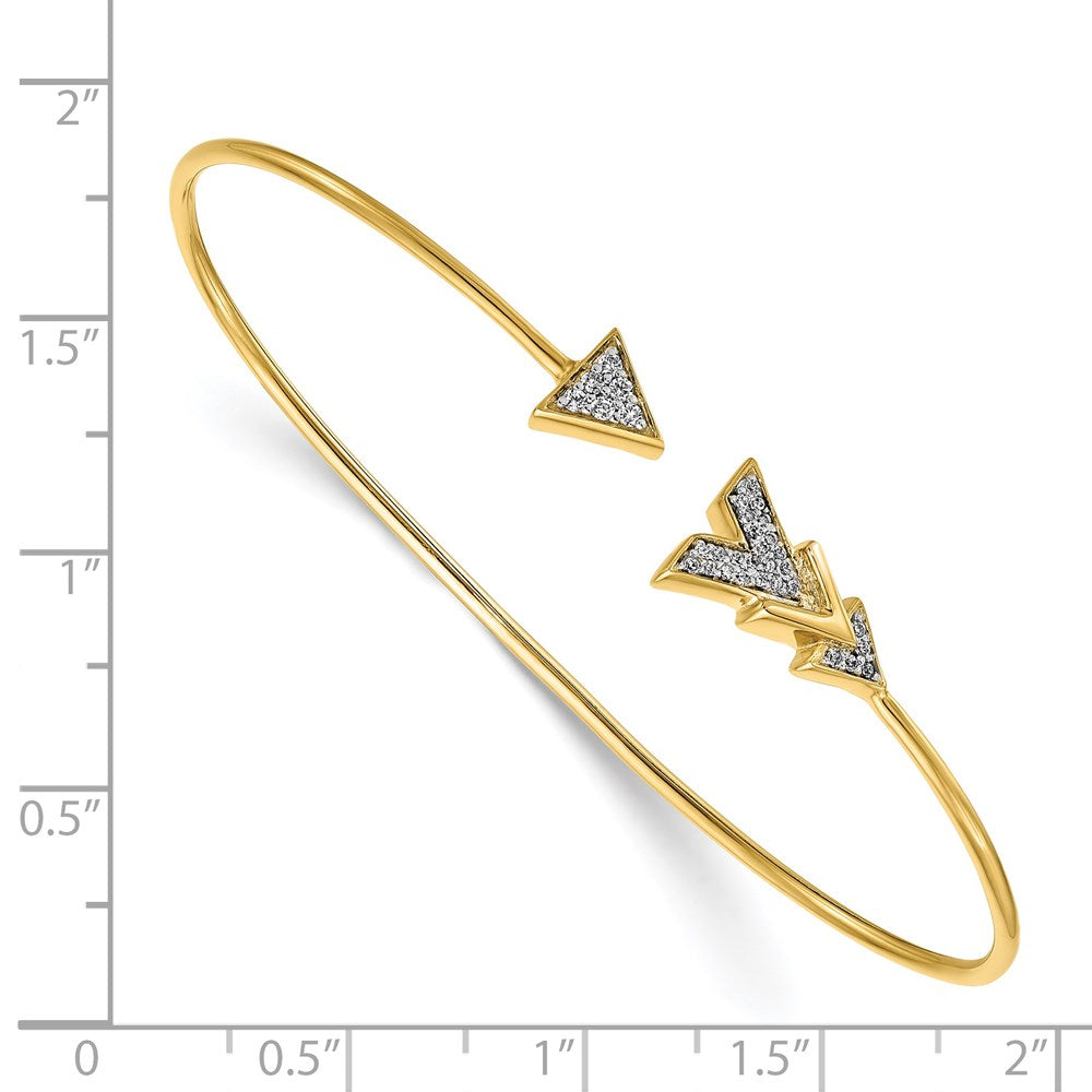 14k Yellow Gold Natural Diamond Arrow Flexible Bangle