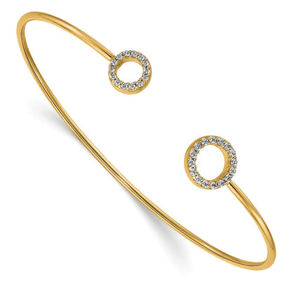 14k Yellow Gold Yellow Gold Natural Diamond Flexible Bangle