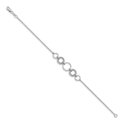 14k White Gold Natural Diamond Circles Bracelet
