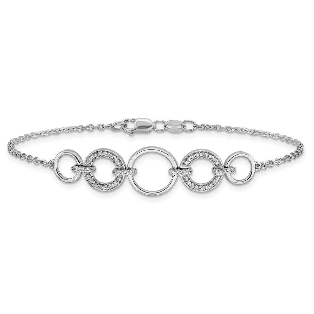 14k White Gold Natural Diamond Circles Bracelet