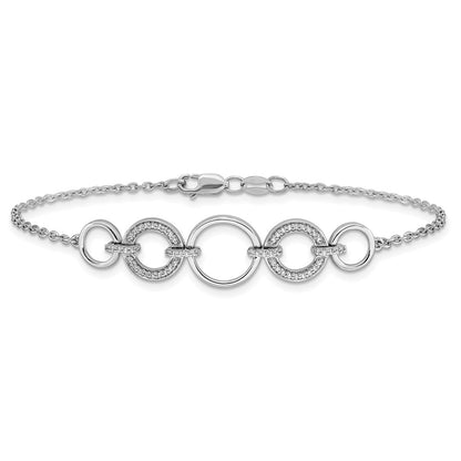 14k White Gold Natural Diamond Circles Bracelet