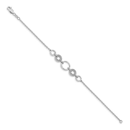 14k White Gold Natural Diamond Ovals Bracelet