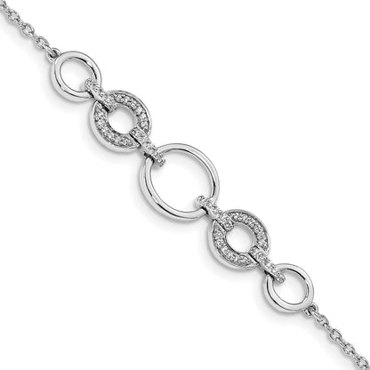 14k White Gold Natural Diamond Ovals Bracelet