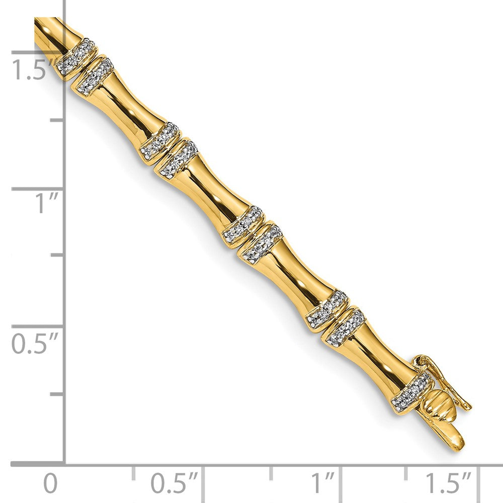 14k Yellow Gold Gold Natural Diamond Bamboo Design Bracelet