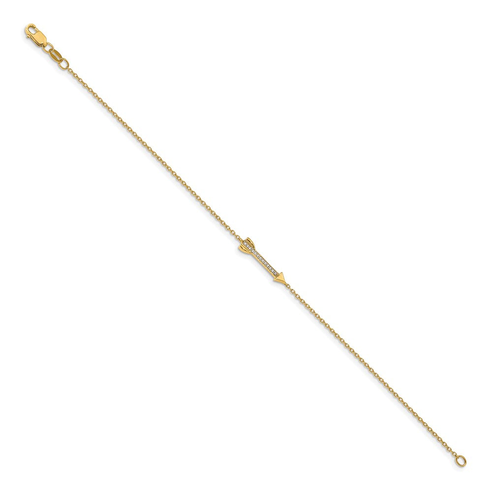 14k Yellow Gold Natural Diamond Arrow Bracelet