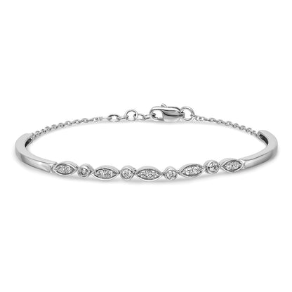 14k White Gold Natural Diamond Bangle Bracelet