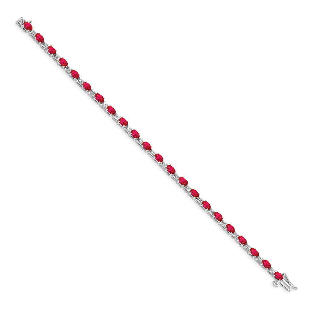 14k White Gold Natural Diamond and Ruby Bracelet