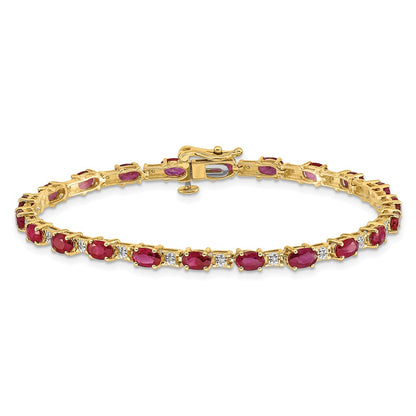 14k Yellow Gold Natural Diamond and Ruby Bracelet
