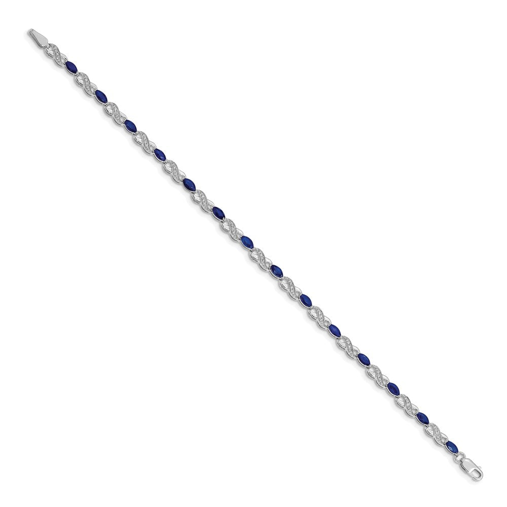 14k White Gold Natural Diamond and Sapphire Infinity Bracelet