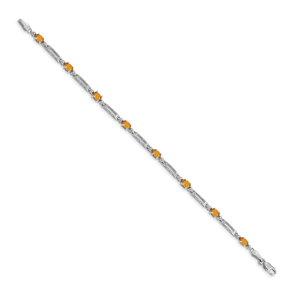 14k White Gold Natural Diamond and Citrine Bracelet
