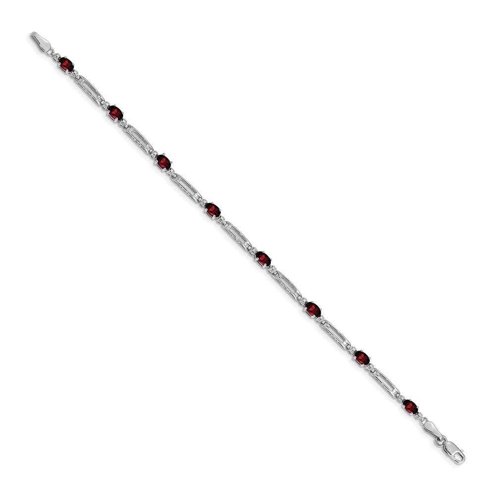 14k White Gold Natural Diamond and Garnet Bracelet