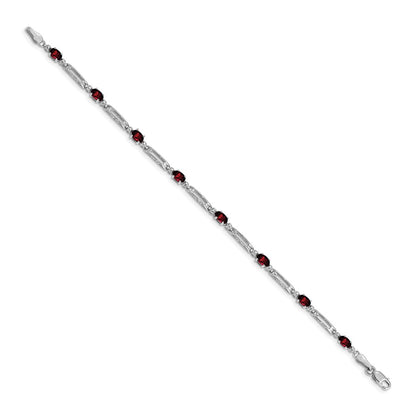 14k White Gold Natural Diamond and Garnet Bracelet