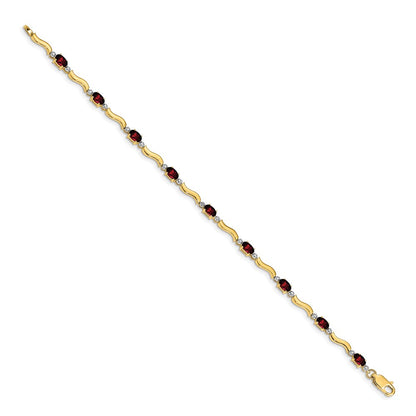 14k Yellow Gold Fancy Natural Diamond and Garnet Bracelet